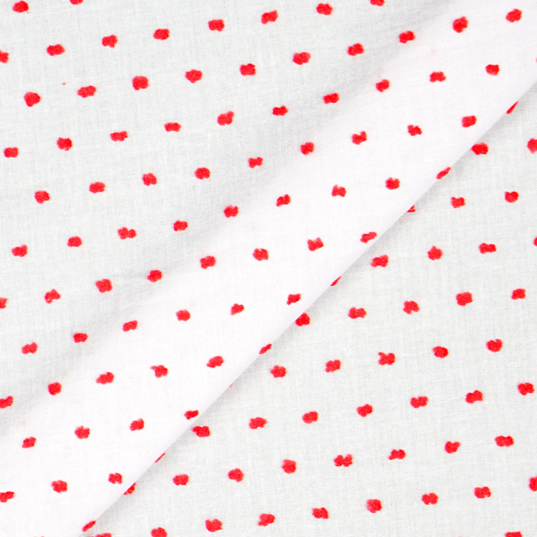 NEW Fabric in Red "Prim and Pepper" Dotted Swiss - By the Yard