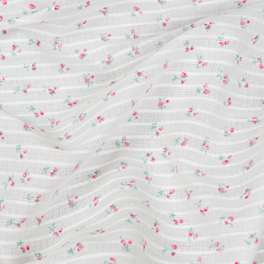 NEW Fabric in Red "Rosey Garden Stripes" - By the Yard
