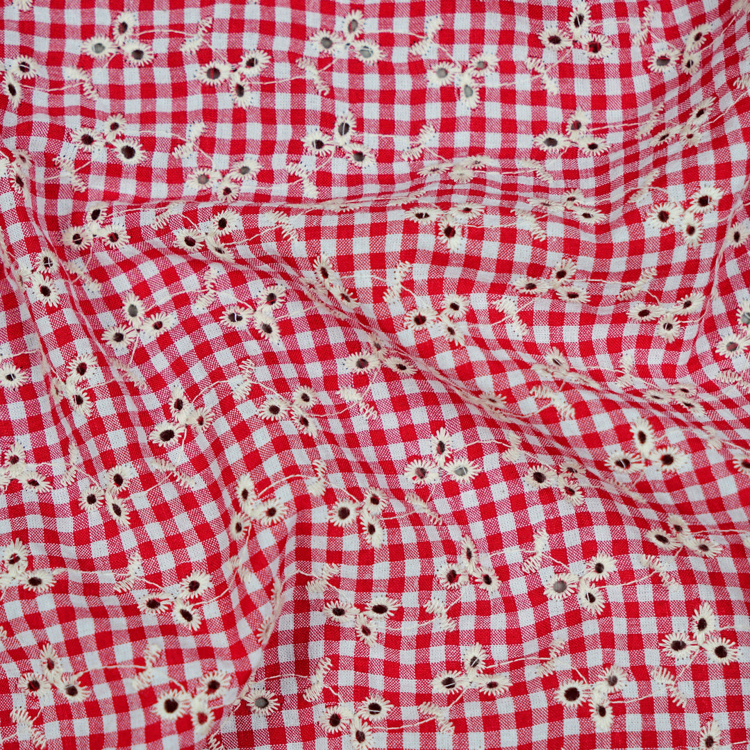 New Fabric in Red "Country Garden Gingham" - By the Yard