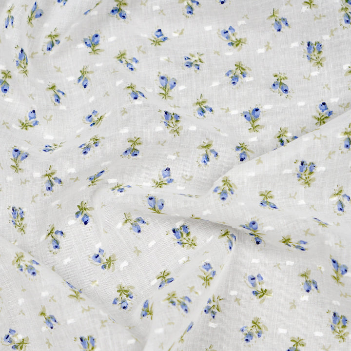 NEW Fabric in Blue "Forget-Me-Nots & Polka Dots" - By the Yard