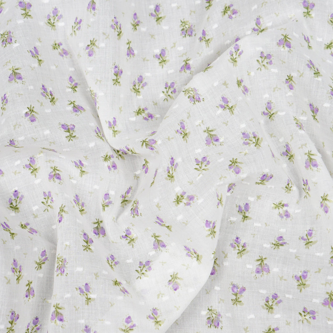 NEW Fabric in Lavender "Forget-Me-Nots & Polka Dots" - By the Yard