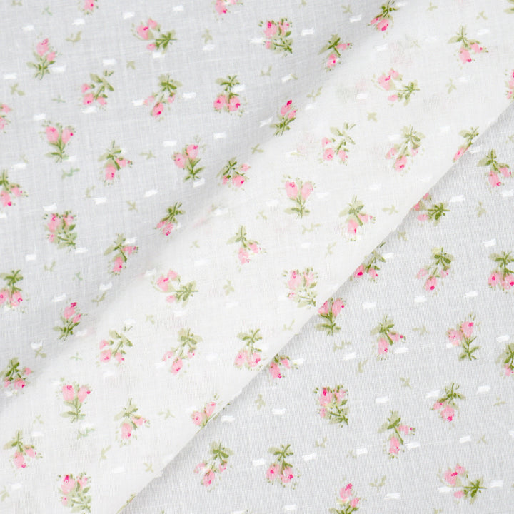 NEW Fabric in Pink "Forget-Me-Nots & Polka Dots" - By the Yard