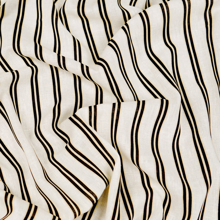 NEW Fabric in "Cafe au Lait" Striped Linen - By the Yard